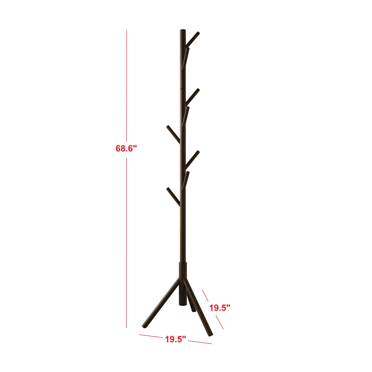 Home Design Houma Solid Wood Freestanding 8-Hook Coat Rack (Set of 2) –Modern Coat Tree Stand for Entryway, Hallway, Bedroom
