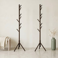Home Design Houma Solid Wood Freestanding 8-Hook Coat Rack (Set of 2) –Modern Coat Tree Stand for Entryway, Hallway, Bedroom