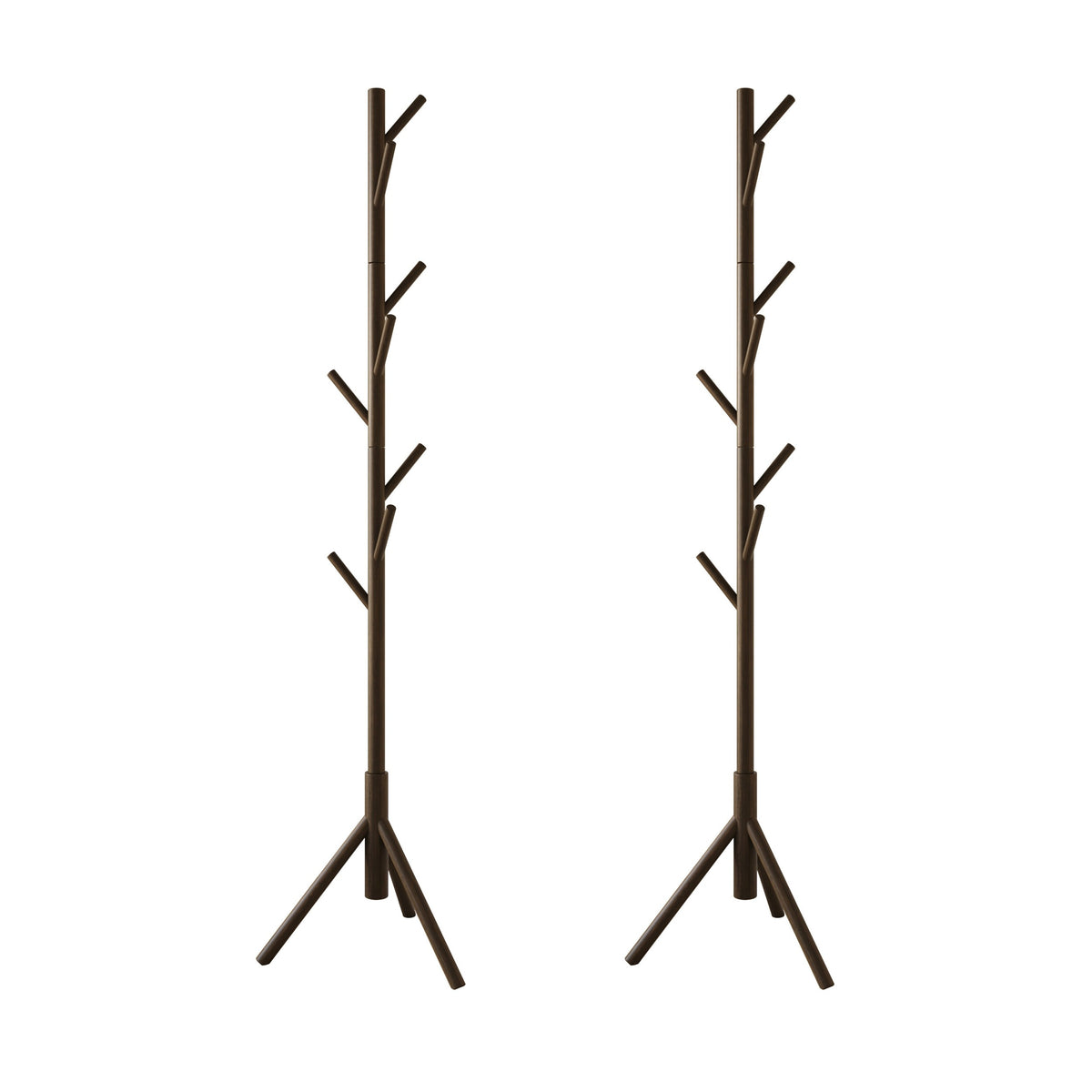 Home Design Houma Solid Wood Freestanding 8-Hook Coat Rack (Set of 2) –Modern Coat Tree Stand for Entryway, Hallway, Bedroom