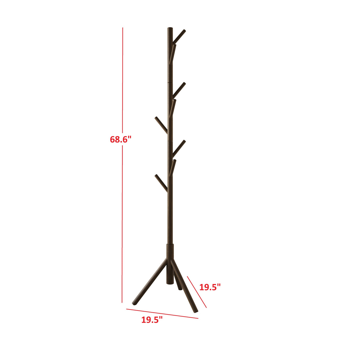 Home Design Houma Solid Wood Freestanding 8-Hook Coat Rack (Set of 2) –Modern Coat Tree Stand for Entryway, Hallway, Bedroom
