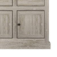 Decatur Farmhouse Storage Sideboard Cabinet with 3 Drawers, 3 Door Cabinets, Spacious Tabletop, and Wood Grain Finish