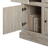 Decatur Farmhouse Storage Sideboard Cabinet with 3 Drawers, 3 Door Cabinets, Spacious Tabletop, and Wood Grain Finish