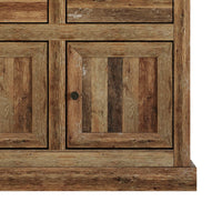 Decatur Farmhouse Storage Sideboard Cabinet with 3 Drawers, 3 Door Cabinets, Spacious Tabletop, and Wood Grain Finish