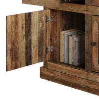 Decatur Farmhouse Storage Sideboard Cabinet with 3 Drawers, 3 Door Cabinets, Spacious Tabletop, and Wood Grain Finish