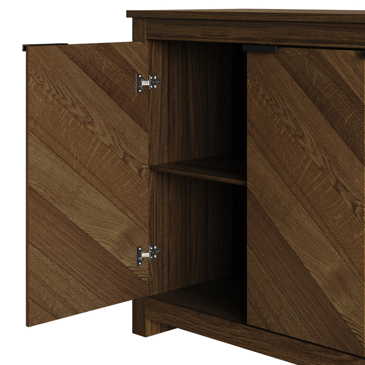 Abilene Brown Wood Grain 3-Door Storage Sideboard Cabinet