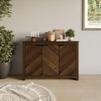 Abilene Brown Wood Grain 3-Door Storage Sideboard Cabinet