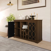 Chanute Sideboard with 2 Decorative Doors, Wine Storage Cubby, Open Shelves, Easy Assembly