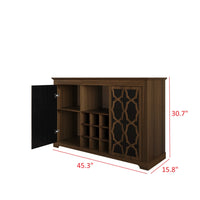 Chanute Sideboard with 2 Decorative Doors, Wine Storage Cubby, Open Shelves, Easy Assembly