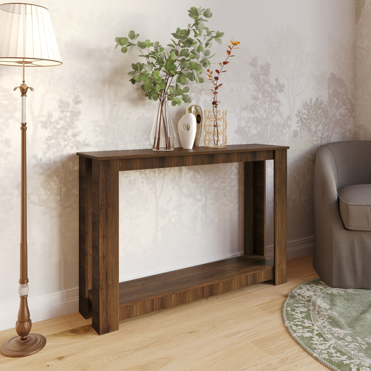 Dearborn 48" Console Table, Modern Indoor Entryway Sofa Table with Open Shelf for Living Room, Hallway & Foyer