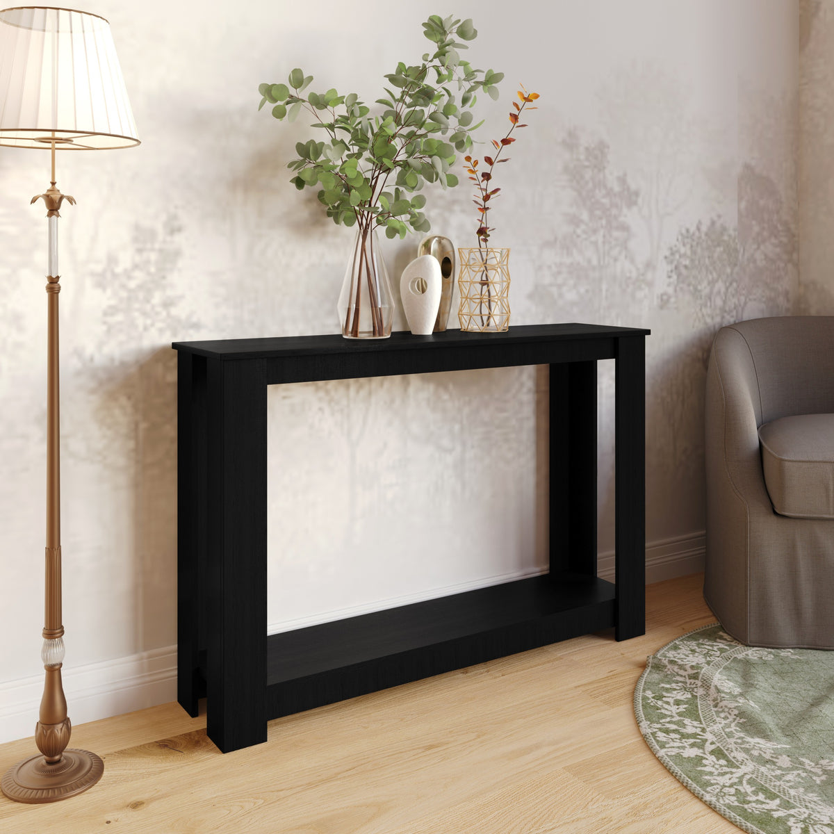 Dearborn 48" Console Table, Modern Indoor Entryway Sofa Table with Open Shelf for Living Room, Hallway & Foyer