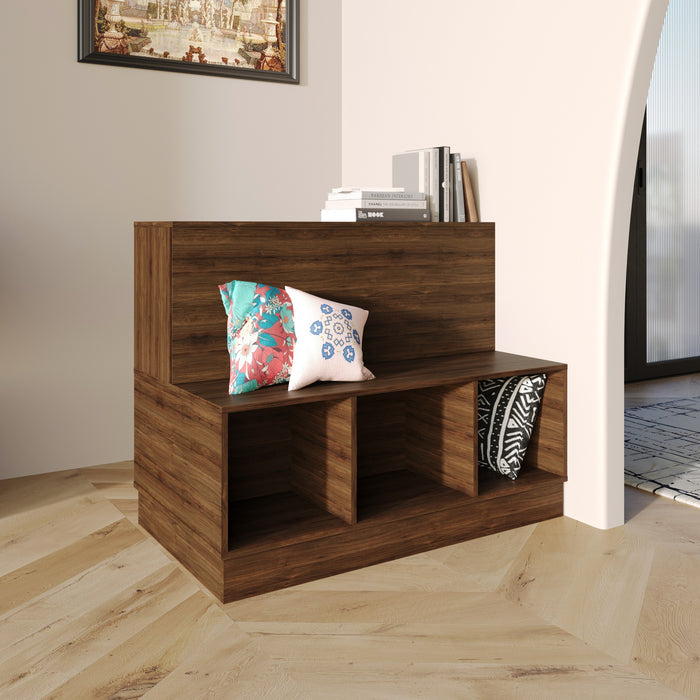 Xenia Multi-Functional Storage Bench with 3 Cubbies & Backrest