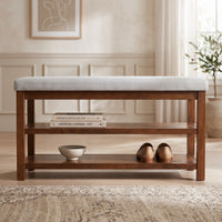 Oraibi 3-Tier Shoe Bench with Cushion Seat and Storage, Shoe Rack/Shoe Organizer For Entryway
