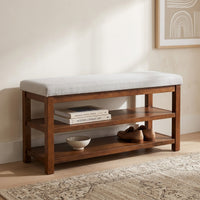 Oraibi 3-Tier Shoe Bench with Cushion Seat and Storage, Shoe Rack/Shoe Organizer For Entryway