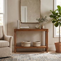 Giuseppe 47-Inch Wooden Console Table with Lower Display Shelf, Turned Legs, Classic Traditional Design, and Durable Construction
