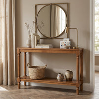Giuseppe 47-Inch Wooden Console Table with Lower Display Shelf, Turned Legs, Classic Traditional Design, and Durable Construction