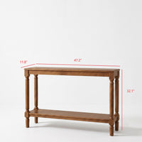 Giuseppe 47-Inch Wooden Console Table with Lower Display Shelf, Turned Legs, Classic Traditional Design, and Durable Construction