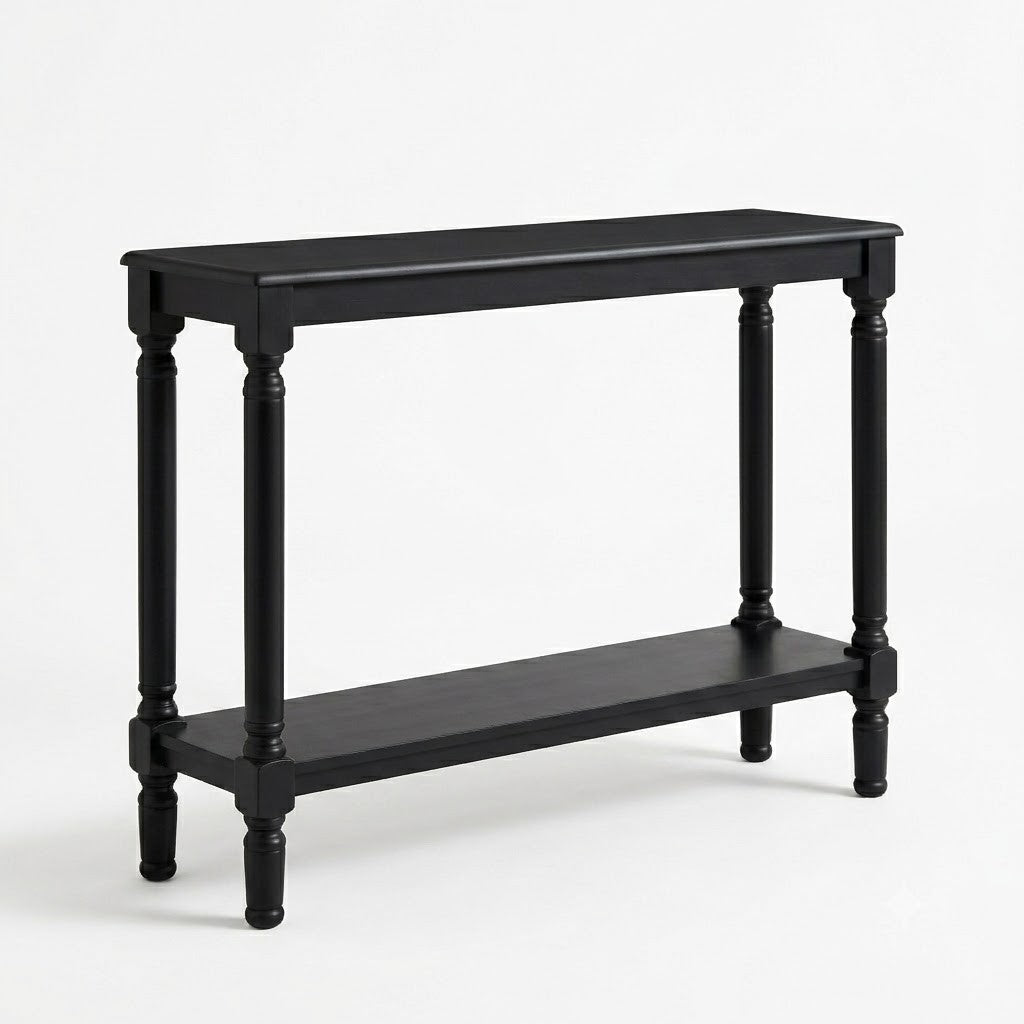Giuseppe 47-Inch Wooden Console Table with Lower Display Shelf, Turned Legs, Classic Traditional Design, and Durable Construction