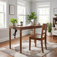 Solid Wood Fedora Writing Desk with Built-In Charging Station, Office Furniture Desk
