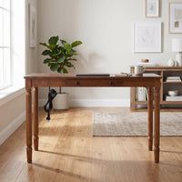 Solid Wood Fedora Writing Desk with Built-In Charging Station, Office Furniture Desk