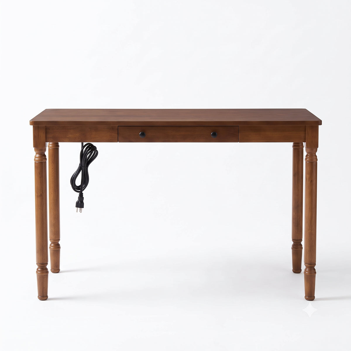 Solid Wood Fedora Writing Desk with Built-In Charging Station, Office Furniture Desk