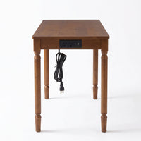 Solid Wood Fedora Writing Desk with Built-In Charging Station, Office Furniture Desk
