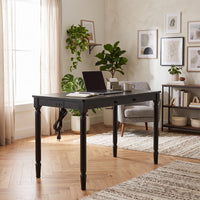 Solid Wood Fedora Writing Desk with Built-In Charging Station, Office Furniture Desk