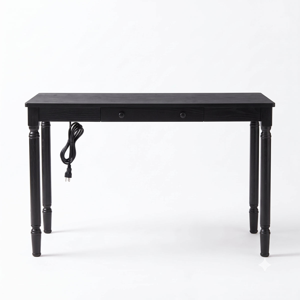 Solid Wood Fedora Writing Desk with Built-In Charging Station, Office Furniture Desk