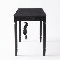Solid Wood Fedora Writing Desk with Built-In Charging Station, Office Furniture Desk