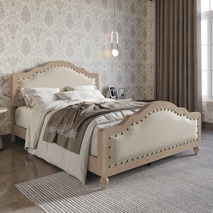 Home Design Hilton Platform Bed Frame, Antique Gray/Warm Gray