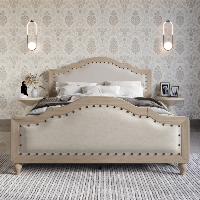 Home Design Hilton Platform Bed Frame, Antique Gray/Warm Gray