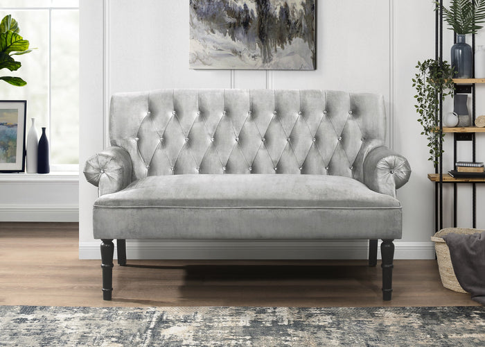 Home Design Catherine Rolled Arm Settee, Light Gray