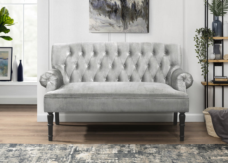 Home Design Catherine Rolled Arm Settee, Light Gray