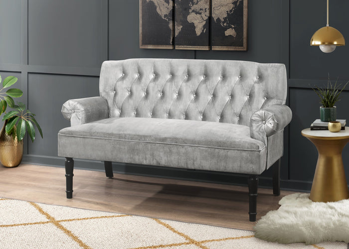 Home Design Catherine Rolled Arm Settee, Light Gray