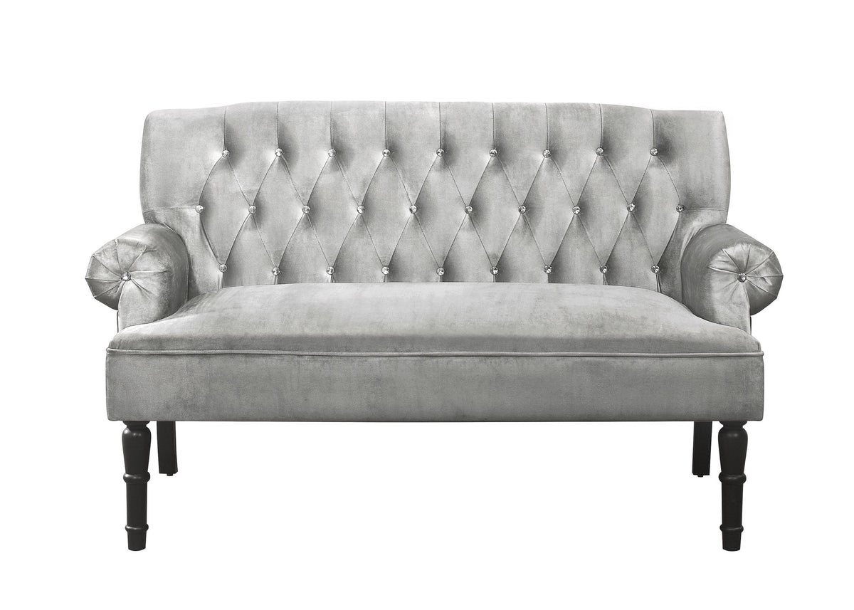 Home Design Catherine Rolled Arm Settee, Light Gray