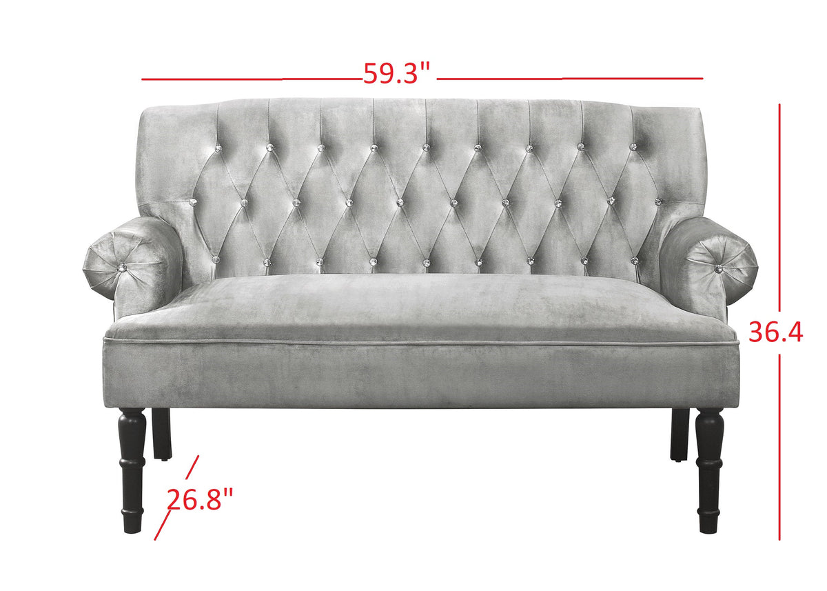 Home Design Catherine Rolled Arm Settee, Light Gray