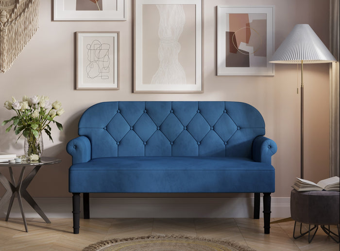 Home Design Margherita Rolled Arm Settee, Blue