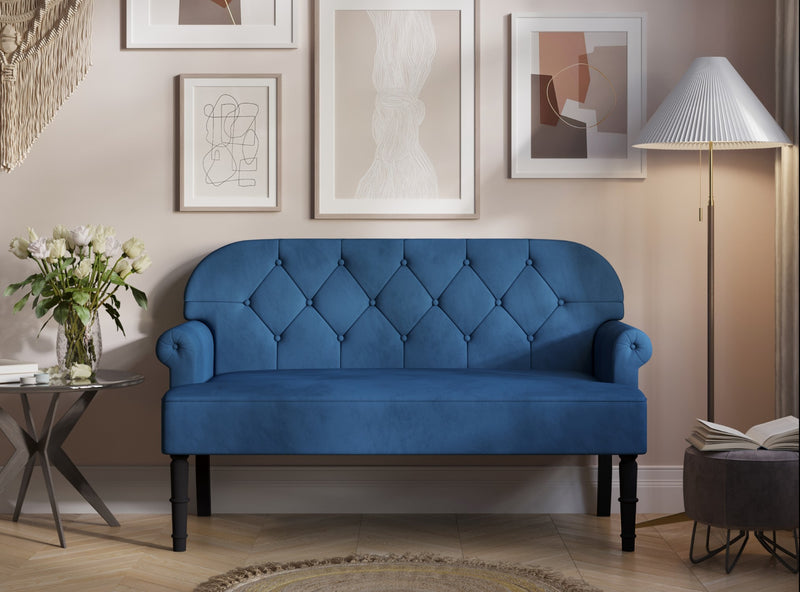Home Design Margherita Rolled Arm Settee, Blue