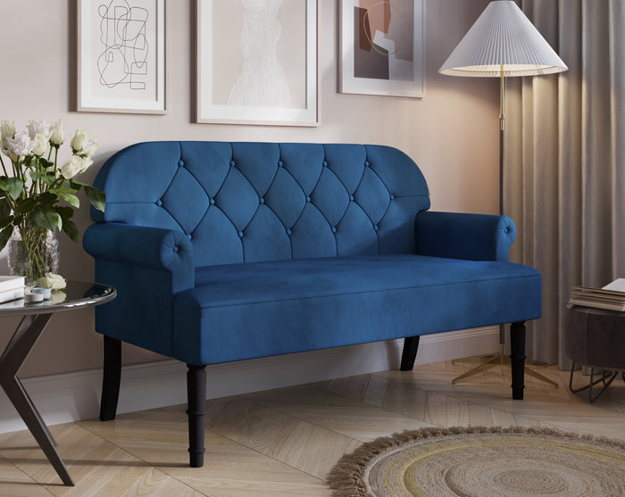 Home Design Margherita Rolled Arm Settee, Blue
