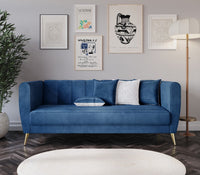 Home Design Scarlett Velvet Flared Arm 3-Seater Sofa with 4 Throw Pillow