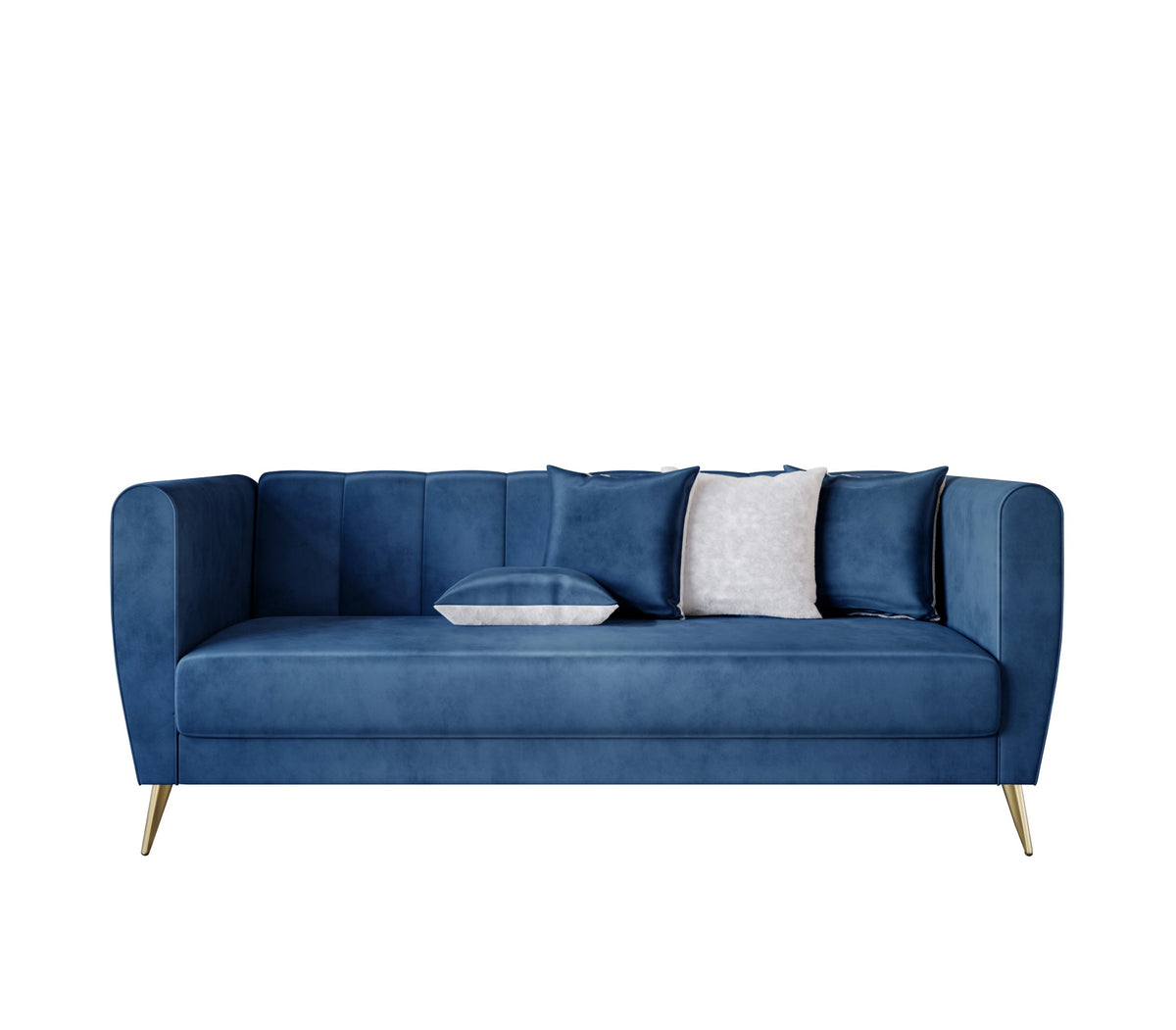 Home Design Scarlett Velvet Flared Arm 3-Seater Sofa with 4 Throw Pillow