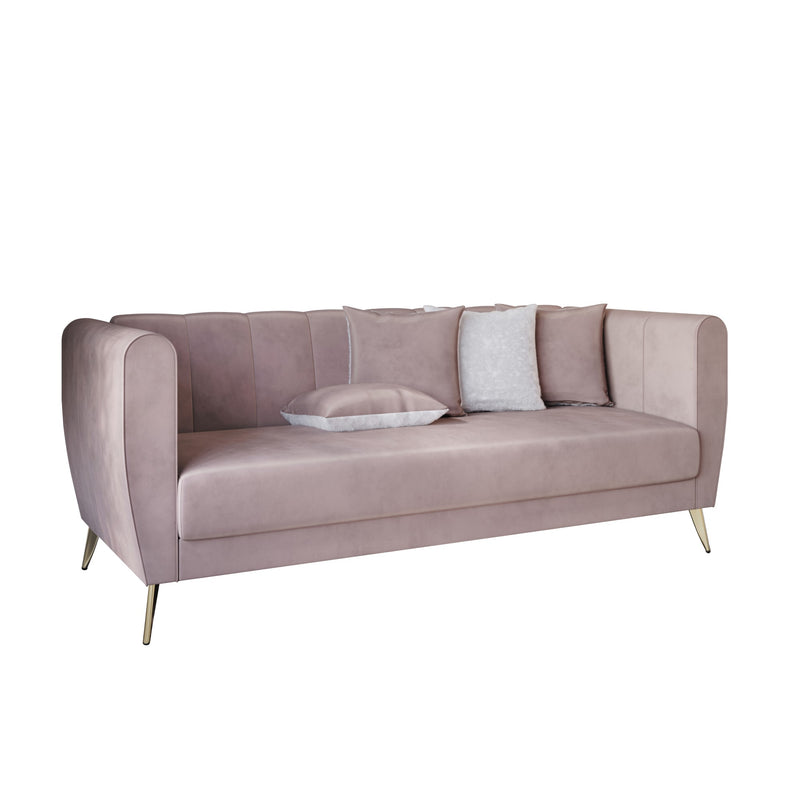 Home Design Scarlett Velvet Flared Arm 3-Seater Sofa with 4 Throw Pillow