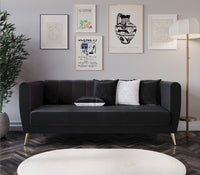 Home Design Scarlett Velvet Flared Arm 3-Seater Sofa with 4 Throw Pillow