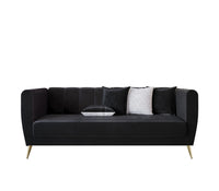 Home Design Scarlett Velvet Flared Arm 3-Seater Sofa with 4 Throw Pillow