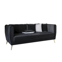 Home Design Scarlett Velvet Flared Arm 3-Seater Sofa with 4 Throw Pillow