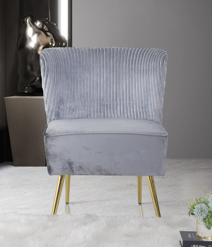 Hestie Velvet 3 Piece Living Set, Gray