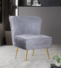Hestie Velvet 3 Piece Living Set, Gray