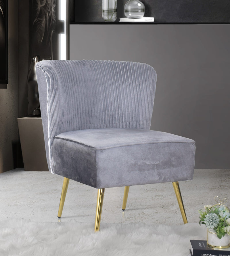 Hestie Velvet 3 Piece Living Set, Gray