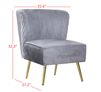 Hestie Velvet 3 Piece Living Set, Gray