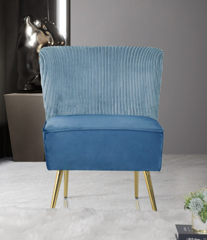 Hestie Velvet 3 Piece Living Set, Blue
