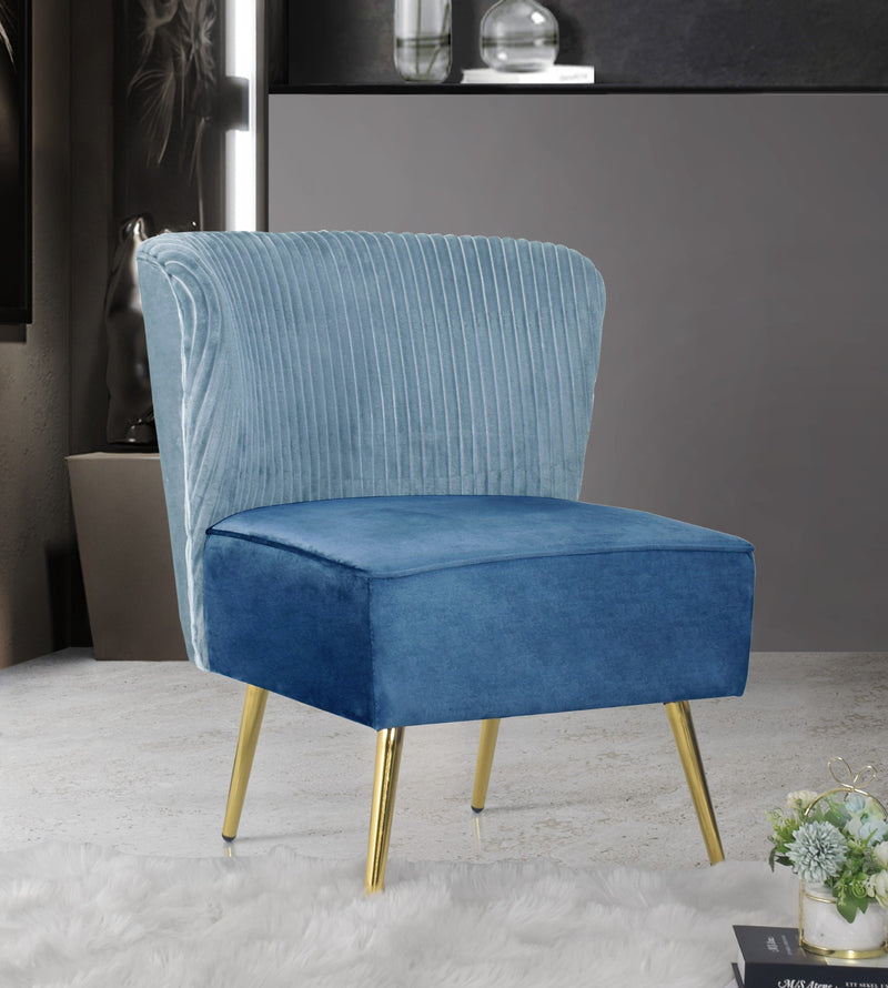 Hestie Velvet 3 Piece Living Set, Blue